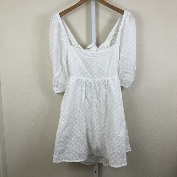 Showpo Babydoll Puff Sleeve Back Tie Mini Dress US 8 Cottagecore Floral - Picture 1 of 4